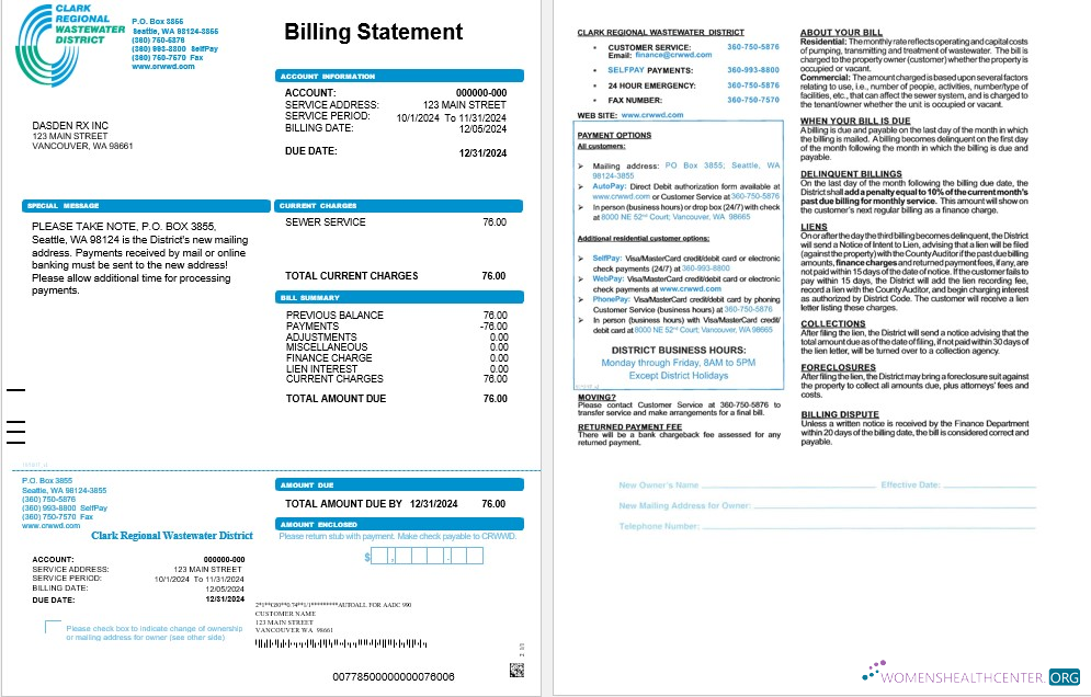 Download USA CRWWD business utility bill Word and PDF template Photoshop template